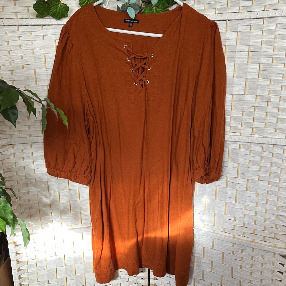 Orange Lace-Up Dress